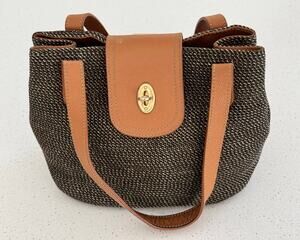 Eric Javits New York Woven Leather Trim Handbag